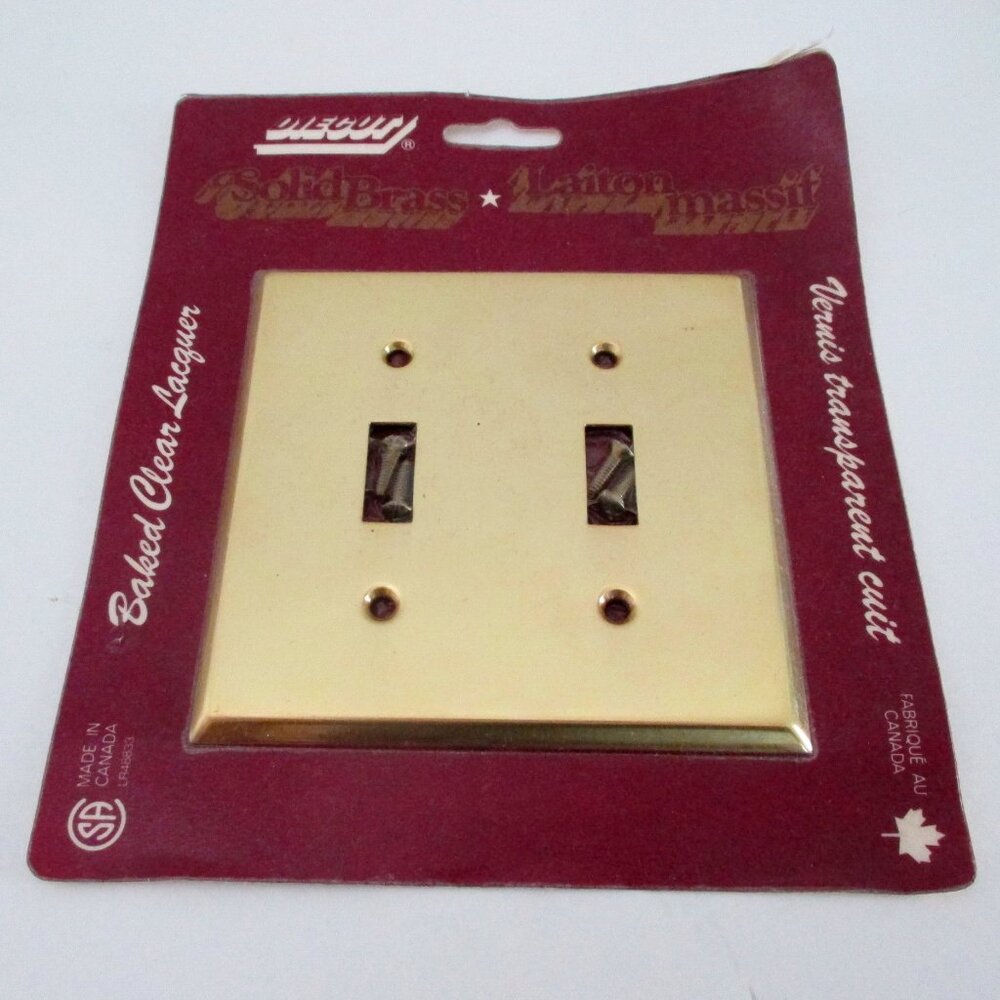 Brass Double Switch Plate Cover Made in Canada Still New in Package